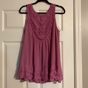 Purple flowy lace tank top size small